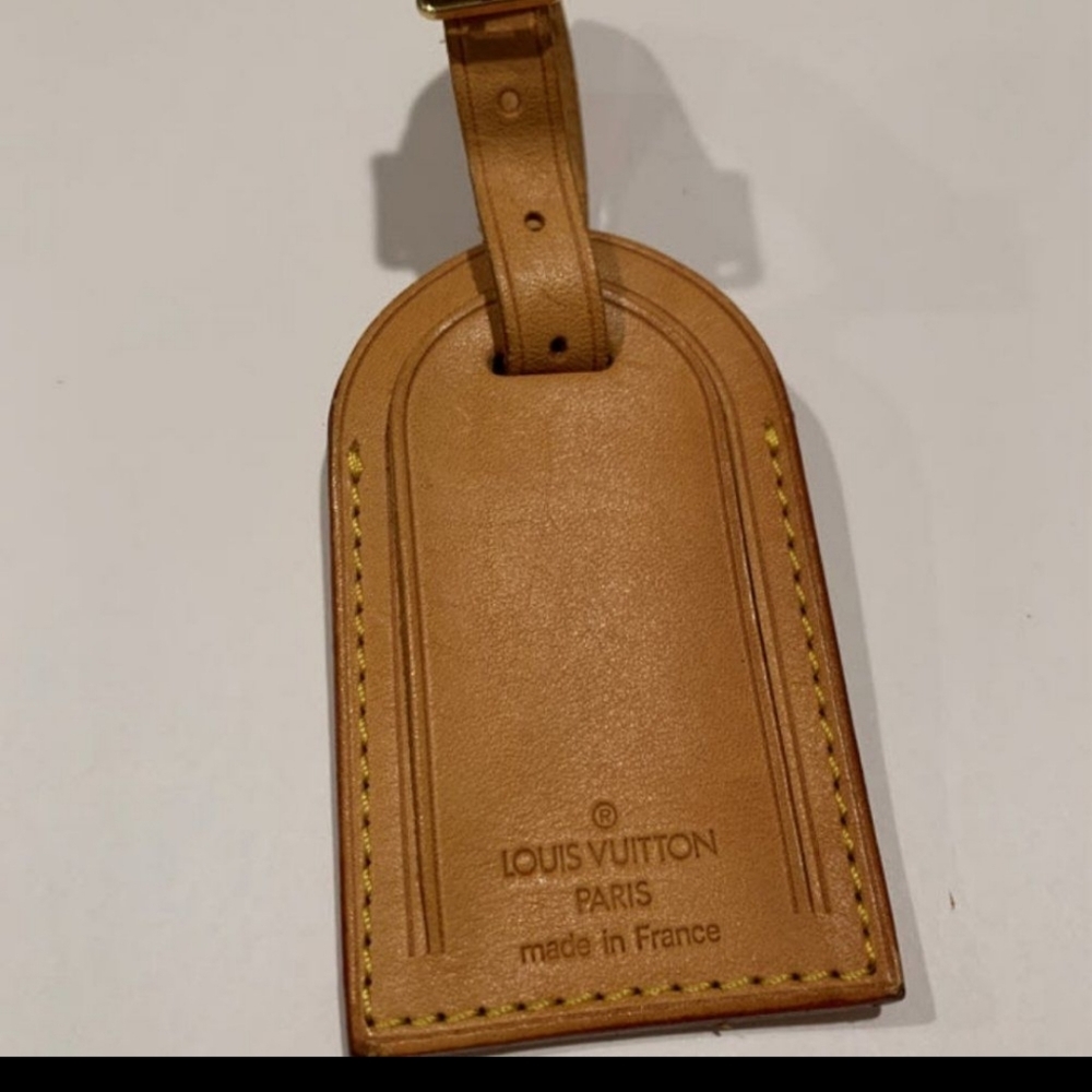 Louis Vuitton Tan Leather Bag Tag Used Authentic #A221